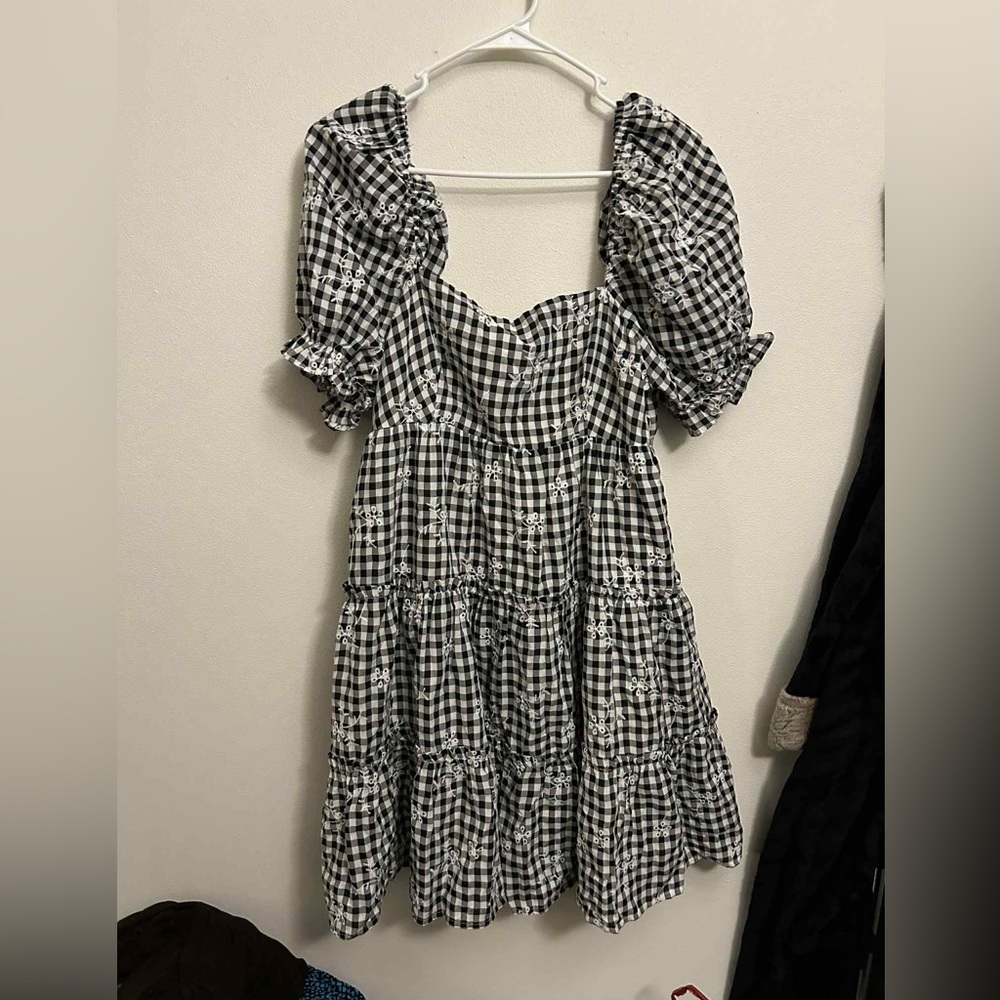 Storia Monochrome cottagecore Checkered Dress size large